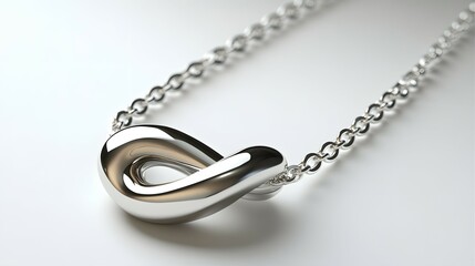 Silver Knot Pendant on Chain Jewelry With White Background Studio Shot Close Up
