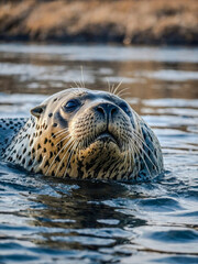 Fototapeta premium Siberian seal basking in its natural habitat.