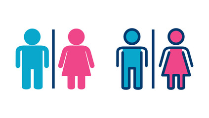 Toilet icon vector isolated on white background. Toilet sign. Man and woman restroom sign vector. Male and female icon