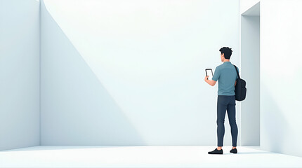 Fototapeta premium Flat Wallpaper artwork with expansive empty space and refined minimalist aesthetics that illustrate AI driven wealth management by integrating advanced digital portfolio management systems innovative 