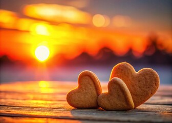 Fototapeta premium Romantic Valentines Day HeartShaped Cookies A Delicious Silhouette Dessert for a Sweet Celebration