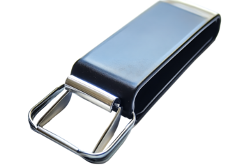 Sleek Metal and Black USB Drive with Unique Hinged Clip