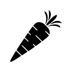 Black Carrot Icon Isolated on White Background, Minimalist Root Vegetable Silhouette for Healthy Food Designs, Organic Farm Logos, Nutrition Apps, and Vegan Cooking Graphics