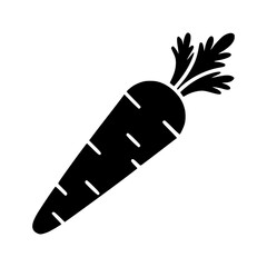 Black Carrot Icon Isolated on White Background, Minimalist Root Vegetable Silhouette for Healthy Food Designs, Organic Farm Logos, Nutrition Apps, and Vegan Cooking Graphics