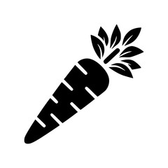 Black Carrot Icon Isolated on White Background, Minimalist Root Vegetable Silhouette for Healthy Food Designs, Organic Farm Logos, Nutrition Apps, and Vegan Cooking Graphics