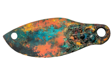 Patinated Bronze Leaf-Shaped Artifact with Central Embellishment