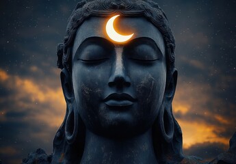 Majestic Dark Stone Statue of Shiva Adiyogi at Isha Foundation in Coimbatore Tamil Nadu India