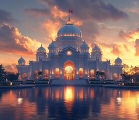 Vidhana Soudha Bangalore Grand Architecture Illustration Minimalist Style