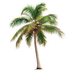 a coconut tree isolated on transparent and white background