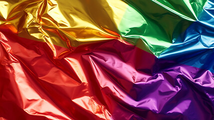 Rainbow foil gleams vibrantly, showcasing spectrum of colors that evoke feelings of joy and wonder with its shimmering surface