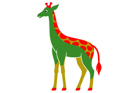 green giraffe with red spots, standing clip art preview