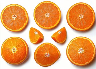 photorealistic still life oranges sliced whole vibrant fresh fruit juicy
