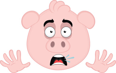 Obraz premium vector illustration emoji character face pig cartoon, with an expression of scare and horror