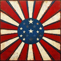 Patriotic Starry Background with Red White and Blue Sunburst Design for USA Events and Celebrations