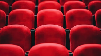Obraz premium Red seating in an empty theater space for audience
