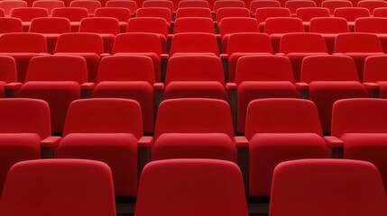 Fototapeta premium Red theater seats in empty cinema auditorium space