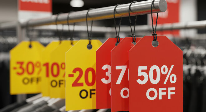 Discount Tags Displayed in a Retail Store  