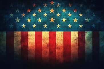 Independence Day Celebration Vintage Poster Artwork for 4th of July with American Flag and Stars