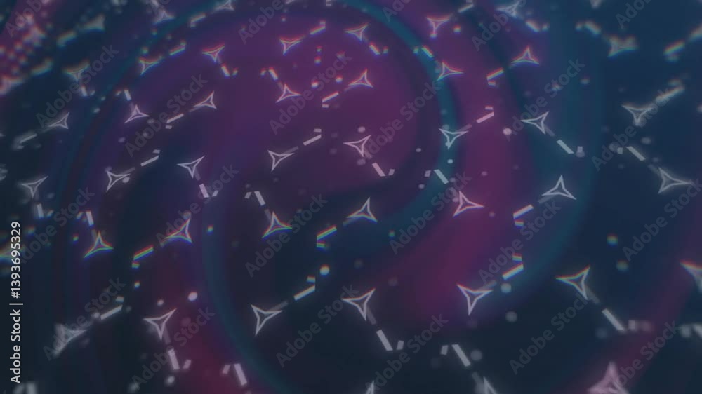 Wall mural animation of abstract geometric shapes swirling in colorful cosmic pattern