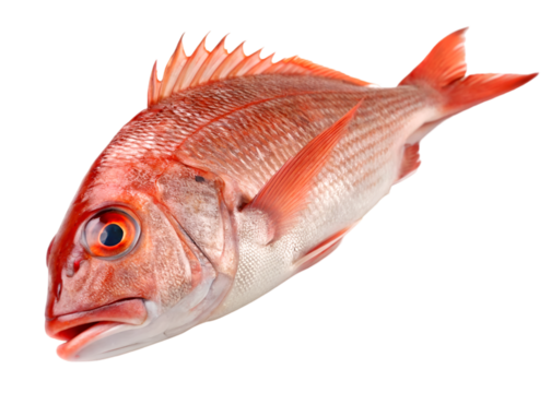 Red snapper isolated on transparent background Generative Ai.
