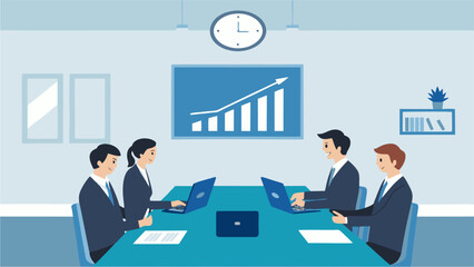Business Team Meeting Growth Strategy Laptop Computers Office