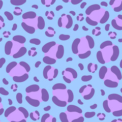 Blue pastel groovy leopard print. Seamless pattern.