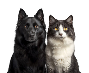 Funny Cat and Dog Duo - A cat and dog together showing hilarious and cute expressions. Great for social media content, posters, and creative marketing