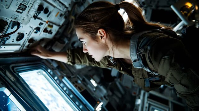 Dedicated Astronaut Intensively Evaluating Space Operations Within a High-tech and Advanced Environment