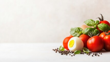 Freshly cooked egg and tomatoes