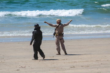 military maneuvers. Infantry, aviation and navy landing

