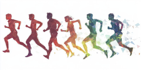 Colorful Runners Silhouette Design