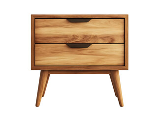 Elegant wooden nightstand with two drawers, perfect for organizing essentials in any cozy bedroom setting.