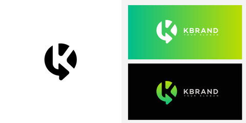 Modern Circular K Letter Logo Design with Arrow Brand