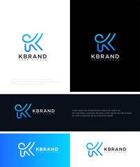 Fototapeta premium Modern Blue Gradient K Letter Logo Design Variations