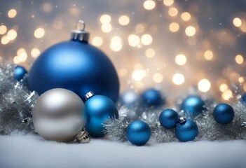 christmas border blue ornaments