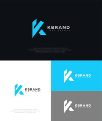 Modern K Brand Logo Design Blue, White, Gray Variations