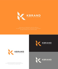 K Letter Logo Design Orange, White, Black, Gray Variations