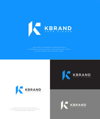 Modern K Letter Logo Design Blue, White, Black, Gray Variations