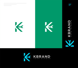 K Letter Logo Design Minimalist Arrow Airplane Letter K