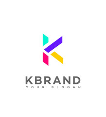 Colorful Abstract K Letter Logo Brand Identity Design