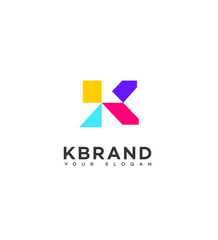 Colorful Abstract K Brand Logo Design, Modern Geometric Shapes