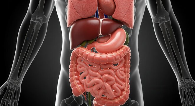 Human body anatomy internal organs digestive system illustration