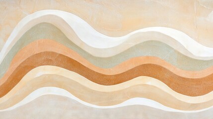 Abstract waves flow, a blend of earthy tones. Subtle gradients create depth. Warm, neutral palette