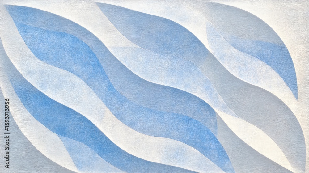 Poster abstract waves. light blue flows between textured white layers in this minimalist design
