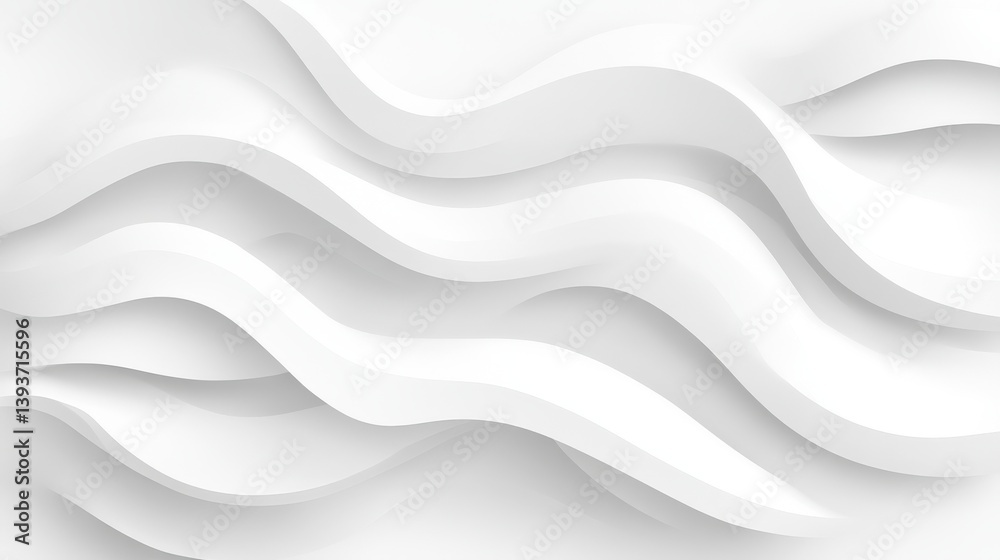 Poster abstract white waves cascading, creating fluid and dynamic lines. clean, elegant, and modern