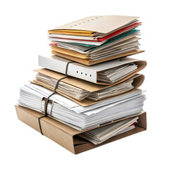 Stack of Files, Documents, Paper on transparent background