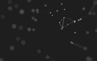 Fototapeta premium Abstract background. Molecules technology with polygonal shapes, connecting dots and lines. Connection structure. Big data visualization.