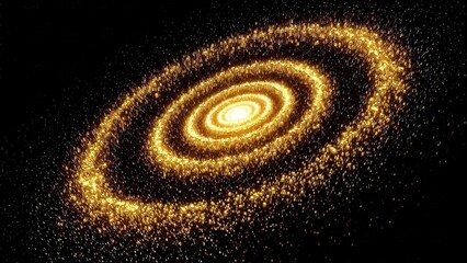 Aesthetic background, abstract background wallpaper 4k hd high quality, minimalist art | Golden particle swirl galaxy style abstract wallpaper with glow effect (16:9)