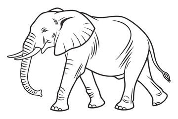 Elephant outline vector illustration and ready for print.