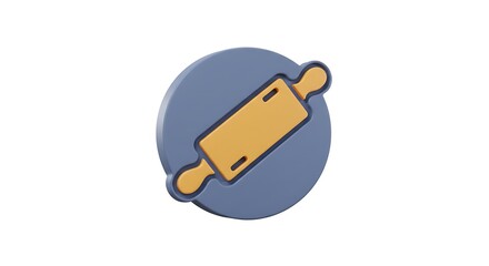 Fototapeta premium Rolling Pin Icon on Circle Represents Baking and Kitchen Utensils